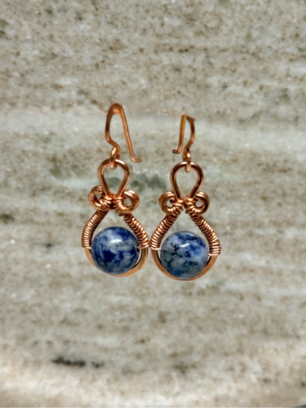 Healing Stone Planet-Spin Minimalist Drop Earrings - Blue Dot Jasper